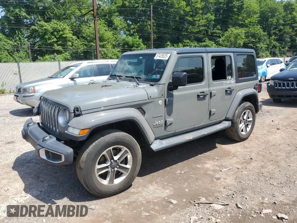 2018 Jeep Wrangler Unlimited Sahara with VIN 1C4HJXEN2JW220882, listed as a Copart auction lot 57428525 with 94,046 mi miles and Salvage title. Bid and sale history available at DreamBid. Image 1.