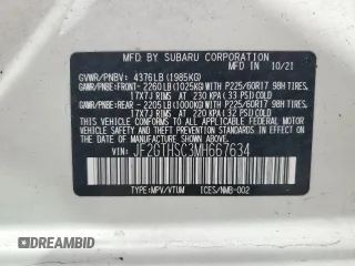 2021 Subaru Crosstrek Special Sports with VIN JF2GTHSC3MH667634, listed as a Copart auction lot 55997975 with 88,129 mi miles and Salvage title. Bid and sale history available at DreamBid. Image 12.