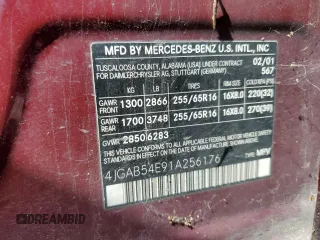 2001 Mercedes-Benz M 320/430/500 with VIN 4JGAB54E91A256176, listed as a Copart auction lot 55610525 with 215,120 mi miles and Salvage Title. Bid and sale history available at DreamBid. Image 12.