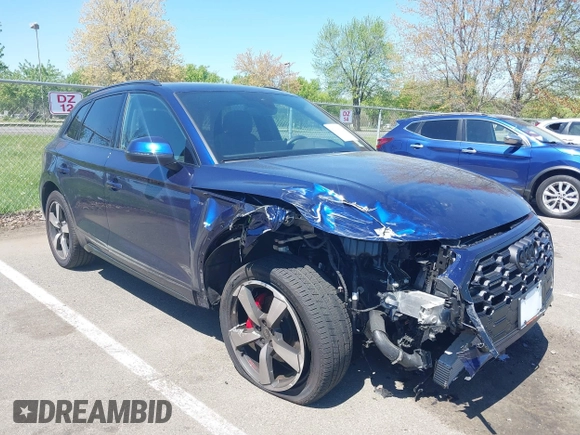2024 Audi Q5 S line Premium Plus with VIN WA1EAAFY2R2096702, listed as a IAAI auction lot 42138912 with 10,500 mi miles and . Bid and sale history available at DreamBid. Image 6.