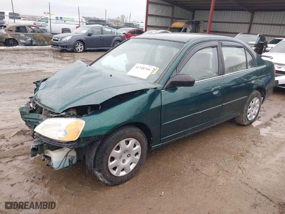2002 Honda Civic LX with VIN 1HGES16552L004895, listed as a IAAI auction lot 41748701 with 253,168 mi miles. Bid and sale history available at carsss.com. Image 2.