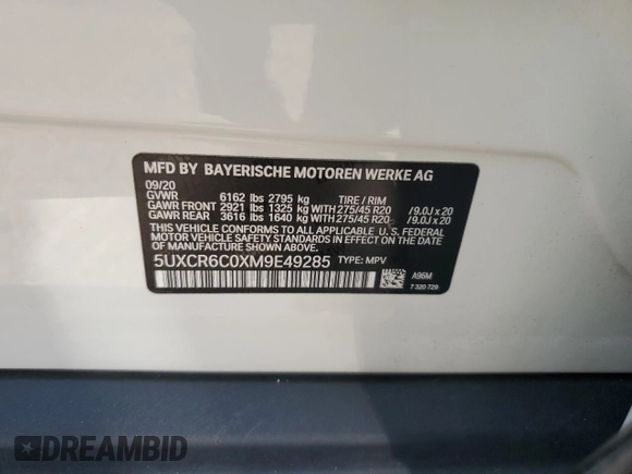 2021 BMW X5 xDrive40i z VIN 5UXCR6C0XM9E49285, wystawiony jako Copart lot #60897325 z przebiegiem 57 314 mil mil oraz Szkoda całkowita • Salvage title. Historia ofert i sprzedaży dostępna na DreamBid. Obrazek 14.