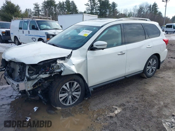 2017 Nissan Pathfinder SV with VIN 5N1DR2MM2HC633380, listed as a IAAI auction lot 41710351 with 90,602 mi miles. Bid and sale history available at carsss.com. Image 2.