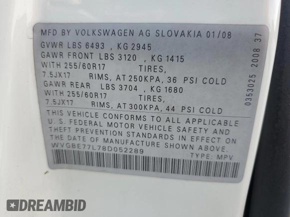 2008 Volkswagen Touareg V6 z VIN WVGBE77L78D052289, wystawiony jako Copart lot #58817765 z przebiegiem 139 818 mil mil oraz Tytuł czysty. Historia ofert i sprzedaży dostępna na DreamBid. Obrazek 12.