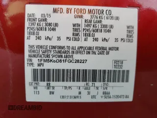 2015 Ford Explorer XLT with VIN 1FM5K8D81FGC28227, listed as a Copart auction lot 51838445 with 144,469 mi miles and Salvage Title. Bid and sale history available at carsss.com. Image 16.