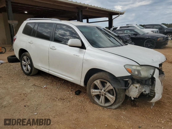 2010 Toyota Highlander Sport with VIN 5TDXK3EH8AS003350, listed as a Copart auction lot 76186544 with 192,380 mi miles and Salvage title. Bid and sale history available at DreamBid. Image 4.