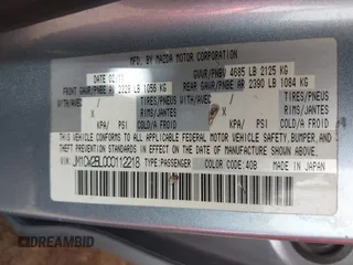 2012 Mazda 5 Sport with VIN JM1CW2BL0C0112218, listed as a IAAI auction lot 41806083 with 183,197 mi miles and . Bid and sale history available at carsss.com. Image 9.