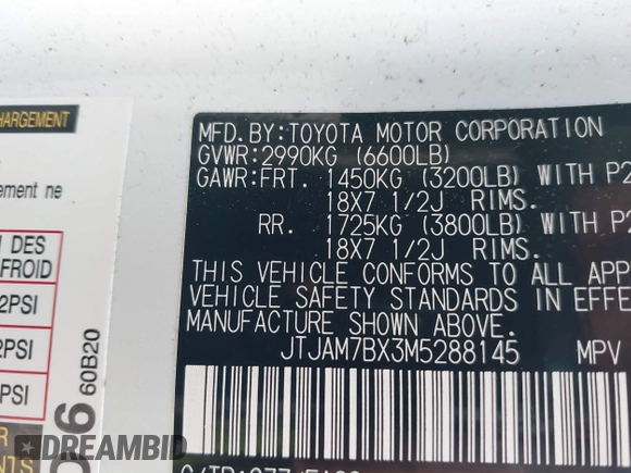 2021 Lexus GX 460 Premium z VIN JTJAM7BX3M5288145, wystawiony jako IAAI lot #41651164 z przebiegiem 42 101 mil mil oraz . Historia ofert i sprzedaży dostępna na DreamBid. Obrazek 9.