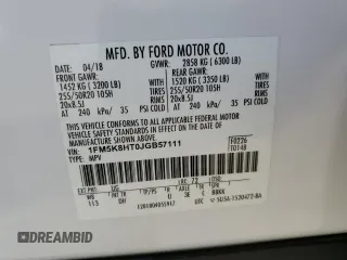2018 Ford Explorer Platinum with VIN 1FM5K8HT0JGB57111, listed as a Copart auction lot 58837685 with 106,845 mi miles and Salvage title. Bid and sale history available at DreamBid. Image 14.