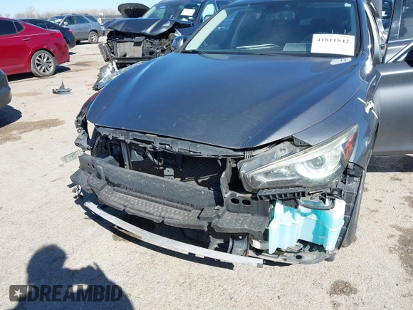 2015 Infiniti Q50 Premium with VIN JN1BV7AP3FM343677, listed as a IAAI auction lot 41811842 with 110,486 mi miles. Bid and sale history available at carsss.com. Image 6.
