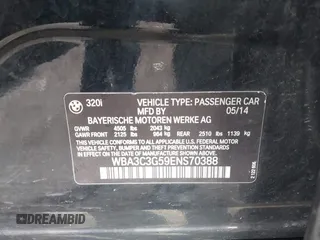 2014 BMW 3 Series 320i xDrive with VIN WBA3C3G59ENS70388, listed as a IAAI auction lot 41962815 with 195,393 mi miles. Bid and sale history available at carsss.com. Image 9.