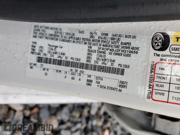 2015 Ford Fiesta SE with VIN 3FADP4BJ2FM219659, listed as a Copart auction lot 52304875 with 67,460 mi miles and Salvage Title. Bid and sale history available at carsss.com. Image 14.
