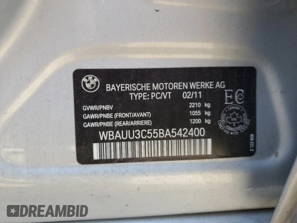 2011 BMW 3 Series 328i xDrive with VIN WBAUU3C55BA542400, listed as a Copart auction lot 70725714 with 122,510 mi miles and Clean Title. Bid and sale history available at DreamBid. Image 13.