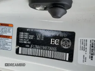 2017 Toyota 86 z VIN JF1ZNAA19H8706666, wystawiony jako Copart lot #45739535 z przebiegiem 60 824 mil mil oraz Szkoda całkowita • Salvage title. Historia ofert i sprzedaży dostępna na DreamBid. Obrazek 12.