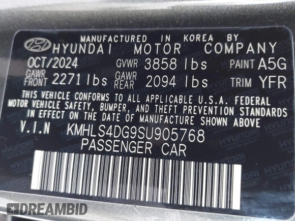 2025 Hyundai Elantra SEL Convenience with VIN KMHLS4DG9SU905768, listed as a IAAI auction lot 42101897 with 7,303 mi miles and . Bid and sale history available at DreamBid. Image 9.