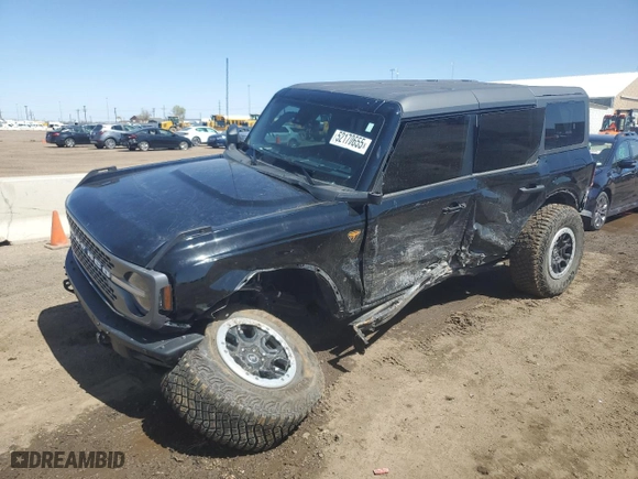2024 Ford Bronco Badlands with VIN 1FMEE9BP6RLA19522, listed as a Copart auction lot 52170655 with 10,057 mi miles and Salvage Title. Bid and sale history available at carsss.com. Image 1.