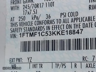 2019 Ford F-150 XL with VIN 1FTMF1C53KKE18847, listed as a IAAI auction lot 41526344 with 184,942 mi miles. Bid and sale history available at carsss.com. Image 9.