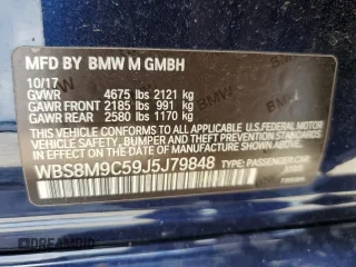 2018 BMW M3 z VIN WBS8M9C59J5J79848, wystawiony jako Copart lot #57026165 z przebiegiem Nie podano mil oraz Szkoda całkowita • Salvage title. Historia ofert i sprzedaży dostępna na DreamBid. Obrazek 12.