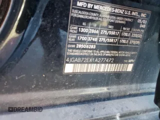 2001 Mercedes-Benz M 320/430/500 with VIN 4JGAB72EX1A277472, listed as a Copart auction lot 86857214 with Not provided miles and Salvage title. Bid and sale history available at DreamBid. Image 13.