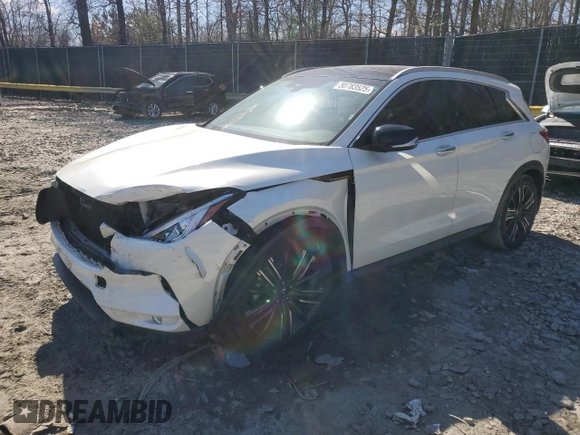 2021 Infiniti QX50 Luxe with VIN 3PCAJ5BB9MF121288, listed as a Copart auction lot 50783525 with 86,348 mi miles and Salvage Title. Bid and sale history available at DreamBid. Image 1.