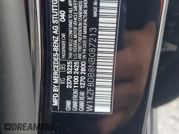2022 Mercedes-Benz E-Class E 350 with VIN W1KZF8DB8NB087213, listed as a Copart auction lot 86540814 with 41,911 mi miles and Salvage Title. Bid and sale history available at carsss.com. Image 14.