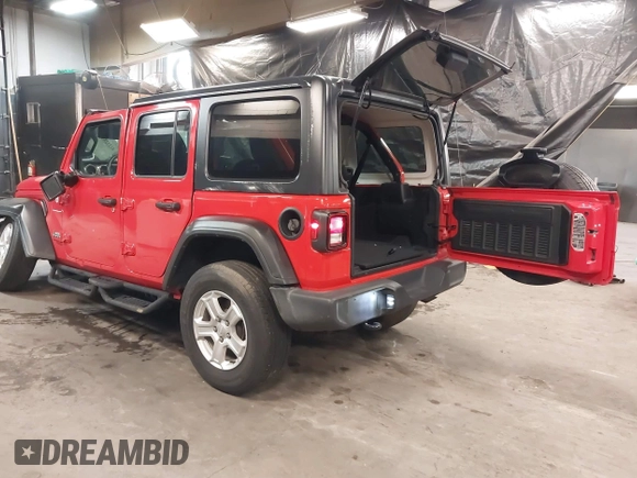 2020 Jeep Wrangler Unlimited Sport z VIN 1C4HJXDG6LW102873, wystawiony jako IAAI lot #41232881 z przebiegiem 42 315 mil mil oraz . Historia ofert i sprzedaży dostępna na DreamBid. Obrazek 3.