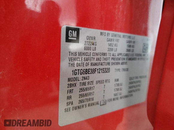 2015 GMC Canyon 4WD SLE with VIN 1GTG6BE38F1215320, listed as a Copart auction lot 49950735 with 63,531 mi miles and Salvage Title. Bid and sale history available at carsss.com. Image 15.