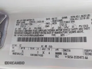 2013 Ford Escape SE with VIN 1FMCU0GX5DUA85464, listed as a IAAI auction lot 42452112 with 158,081 mi miles and . Bid and sale history available at DreamBid. Image 9.