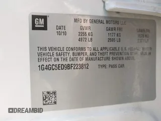 2011 Buick LaCrosse CXL with VIN 1G4GC5ED9BF223812, listed as a IAAI auction lot 41790956 with 176,266 mi miles. Bid and sale history available at carsss.com. Image 9.