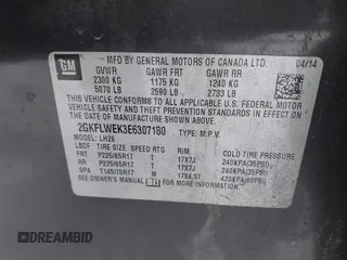 2014 GMC Terrain SLE с VIN 2GKFLWEK3E6307180, выставлен на аукционе IAAI как лот 41463133 с пробегом 95 822 миль миль и . История ставок и продаж доступна на DreamBid. Изображение 9.