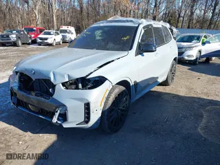 2025 BMW X5 M60i with VIN 5UX33EU08S9X68091, listed as a IAAI auction lot 41246321 with 10 mi miles. Bid and sale history available at carsss.com. Image 2.
