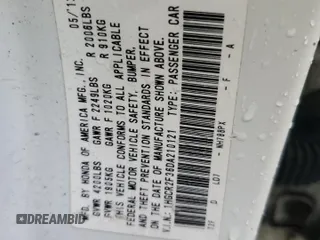 2013 Honda Accord LX z VIN 1HGCR2F36DA210121, wystawiony jako Copart lot #57988445 z przebiegiem 210 452 mil mil oraz Szkoda całkowita • Salvage title. Historia ofert i sprzedaży dostępna na DreamBid. Obrazek 13.