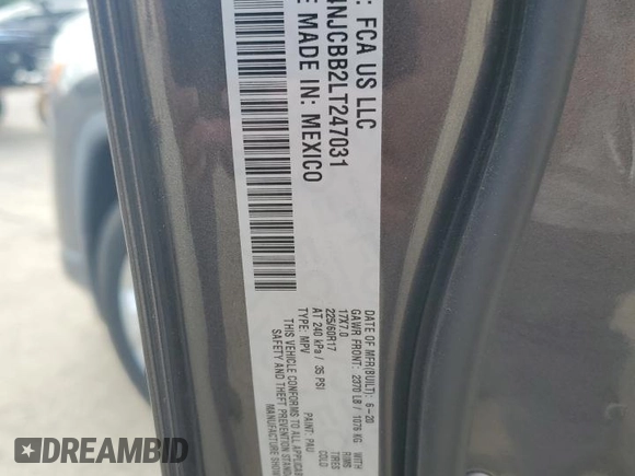 2020 Jeep Compass Latitude z VIN 3C4NJCBB2LT247031, wystawiony jako Copart lot #54294465 z przebiegiem 60 697 mil mil oraz Szkoda całkowita • Salvage title. Historia ofert i sprzedaży dostępna na DreamBid. Obrazek 12.