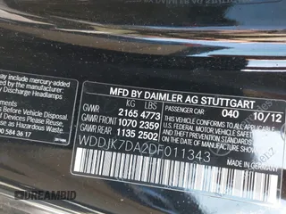 2013 Mercedes-Benz SL-Class SL 550 with VIN WDDJK7DA2DF011343, listed as a IAAI auction lot 41102104 with 74,613 mi miles. Bid and sale history available at carsss.com. Image 9.