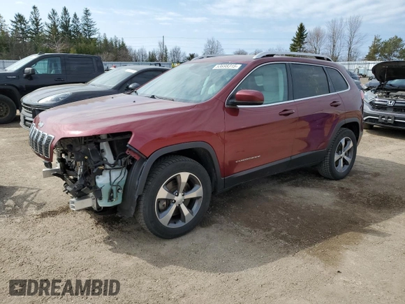 2020 Jeep Cherokee Limited with VIN 1C4PJMDX9LD568898, listed as a Copart auction lot 53698315 with 222,281 mi miles and Clean Title. Bid and sale history available at carsss.com. Image 1.