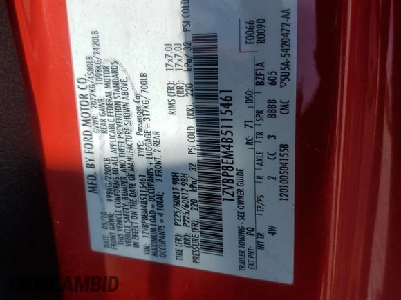 2011 Ford Mustang V6 z VIN 1ZVBP8EM4B5115461, wystawiony jako Copart lot #59900715 z przebiegiem Nie podano mil oraz Szkoda całkowita • Salvage title. Historia ofert i sprzedaży dostępna na DreamBid. Obrazek 13.