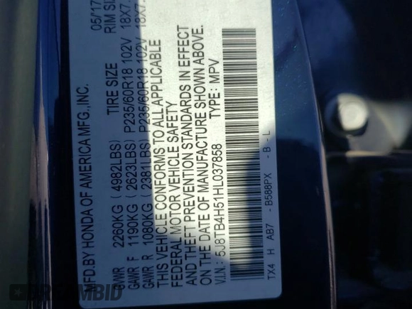 2017 Acura RDX w/Technology Pkg with VIN 5J8TB4H51HL037858, listed as a Copart auction lot 40484883 with 40,778 mi miles. Bid and sale history available at carsss.com. Image 12.