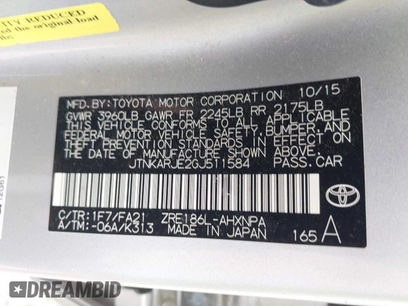 2016 Scion iM with VIN JTNKARJE2GJ511584, listed as a IAAI auction lot 42109309 with 70,831 mi miles and . Bid and sale history available at DreamBid. Image 9.