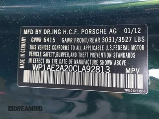 2012 Porsche Cayenne S Hybrid z VIN WP1AE2A20CLA92813, wystawiony jako IAAI lot #41916936 z przebiegiem 145 503 mil mil oraz . Historia ofert i sprzedaży dostępna na DreamBid. Obrazek 9.