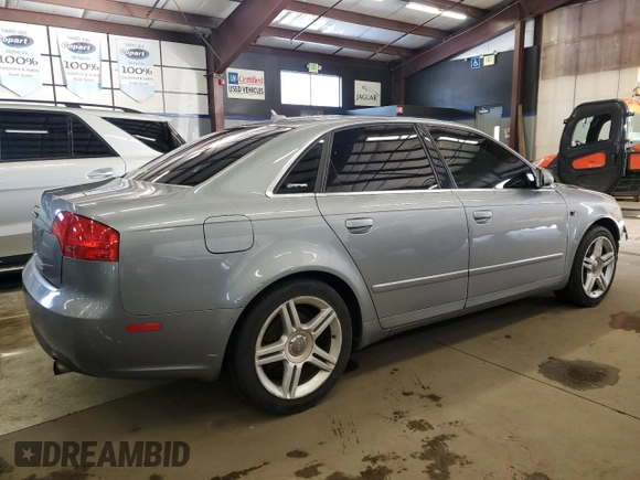 2007 Audi A4 2.0T with VIN WAUAF78E07A157010, listed as a Copart auction lot 43601915 with 250,001 mi miles and Salvage Title. Bid and sale history available at carsss.com. Image 3.