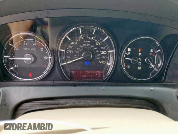 2010 Lincoln MKS with VIN 1LNHL9DR9AG607557, listed as a Copart auction lot 53779785 with 190,249 mi miles and Salvage Title. Bid and sale history available at DreamBid. Image 9.