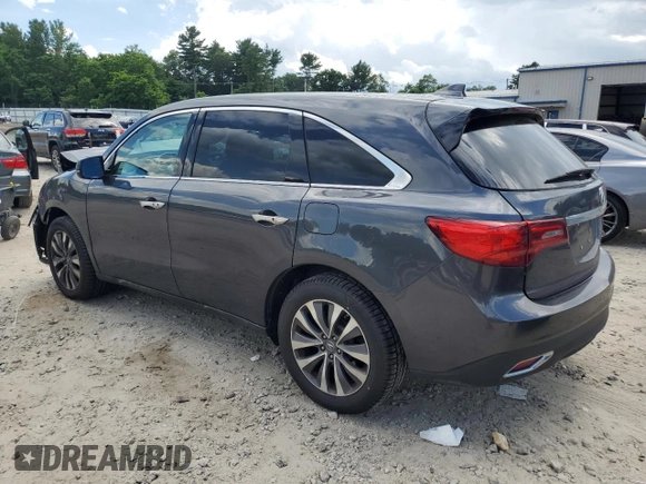 2016 Acura MDX Technology with VIN 5FRYD4H48GB048572, listed as a Copart auction lot 62673345 with 126,035 mi miles and Salvage title. Bid and sale history available at DreamBid. Image 2.