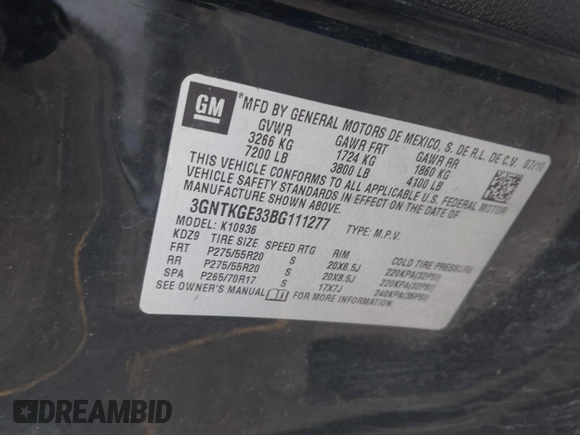 2011 Chevrolet Avalanche LTZ with VIN 3GNTKGE33BG111277, listed as a IAAI auction lot 42123375 with 209,024 mi miles. Bid and sale history available at carsss.com. Image 9.