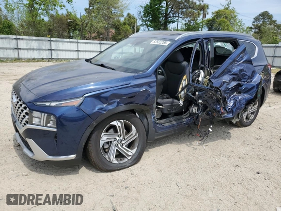 2021 Hyundai Santa Fe SEL z VIN 5NMS64AJ7MH340032, wystawiony jako Copart lot #53562255 z przebiegiem 56 246 mil mil oraz Szkoda całkowita • Salvage title. Historia ofert i sprzedaży dostępna na DreamBid. Obrazek 1.