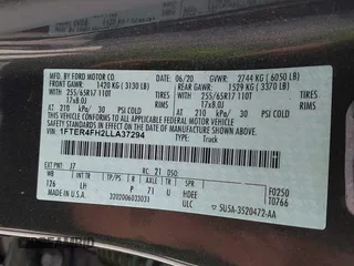 2020 Ford Ranger XL with VIN 1FTER4FH2LLA37294, listed as a IAAI auction lot 41897861 with 15,339 mi miles. Bid and sale history available at carsss.com. Image 9.