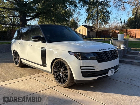 2021 Land Rover Range Rover P525 Westminster with VIN SALGS2SE9MA434035, listed as a Copart auction lot 89409765 with 6,542 mi miles and Salvage title. Bid and sale history available at DreamBid. Image 1.