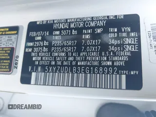 2014 Hyundai Santa Fe Sport with VIN 5XYZUDLB3EG168992, listed as a IAAI auction lot 41902206 with 1 mi miles. Bid and sale history available at carsss.com. Image 9.