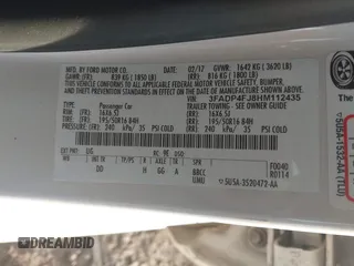 2017 Ford Fiesta Titanium with VIN 3FADP4FJ8HM112435, listed as a IAAI auction lot 41005143 with 75,144 mi miles and . Bid and sale history available at DreamBid. Image 9.