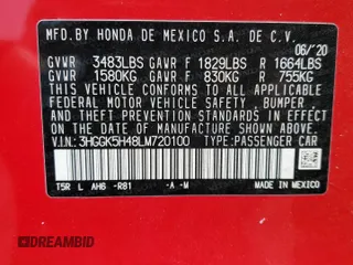 2020 Honda Fit LX with VIN 3HGGK5H48LM720100, listed as a Copart auction lot 48537355 with 30,596 mi miles and Salvage Title. Bid and sale history available at carsss.com. Image 12.