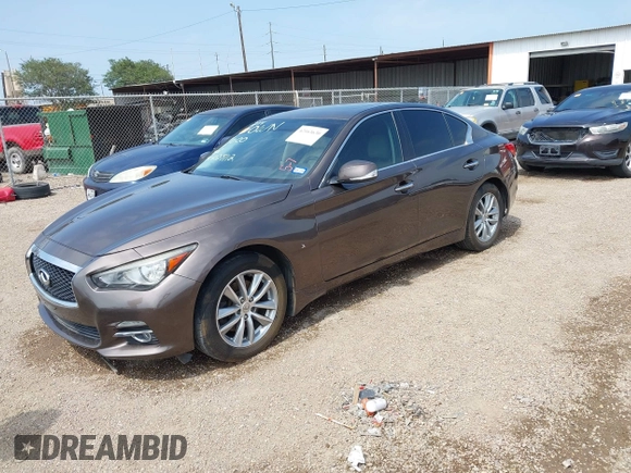 2014 Infiniti Q50 Sport with VIN JN1BV7ARXEM690925, listed as a IAAI auction lot 42163630 with 130,931 mi miles and . Bid and sale history available at carsss.com. Image 2.